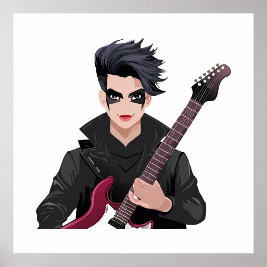 Emo boy with black hair poster (Voorkant)
