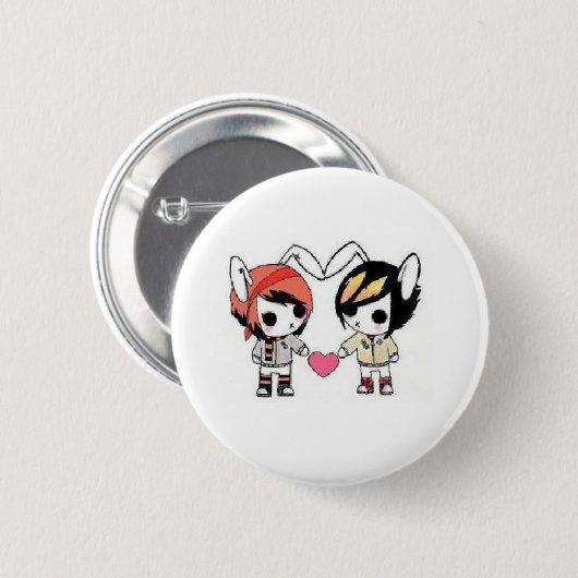 emo bunnies ronde button 5,7 cm (Voorkant /achterkant)