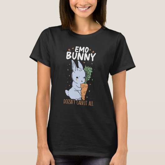 Emo Bunny Doesn't Carrot All Bunny Rabbit Animal B T-shirt (Voorkant)