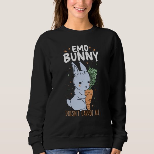 Emo Bunny Doesn't Carrot All Bunny Rabbit Animal B Trui (Voorkant)