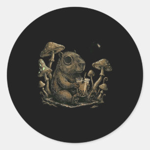Emo Capybara Goth Punk Boba Grappige Knaagdier  Ronde Sticker