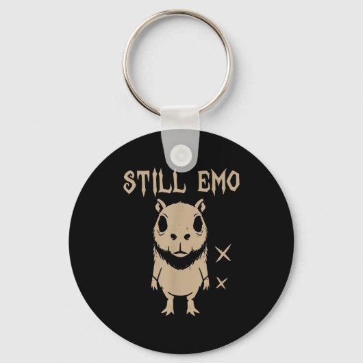 Emo Capybara Goth Punk Nog Steeds Emo Sleutelhanger (Voorkant)