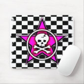 Emo Checkerboard Star & Skull Muismat (Met muis)