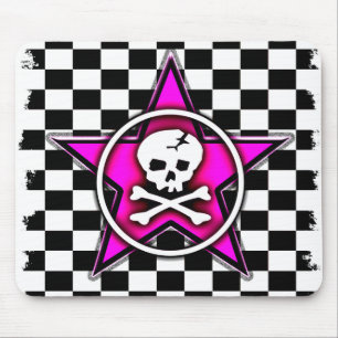 Emo Checkerboard Star & Skull Muismat