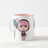 Emo Couple Tweekleurige Koffiemok (Voorkant links)