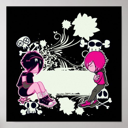 emo diepe gedachten vector illustratie poster (Voorkant)