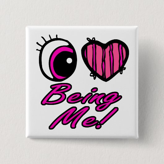Emo Eye Heart I love beware Vierkante Button 5,1 Cm (Voorkant)
