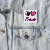 Emo Eye Heart I Love Friends Vierkante Button 5,1 Cm (In situ)