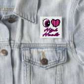 Emo Eye Heart I Love High Heels Vierkante Button 5,1 Cm (In situ)