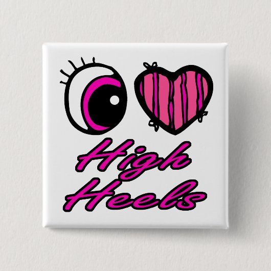 Emo Eye Heart I Love High Heels Vierkante Button 5,1 Cm (Voorkant)