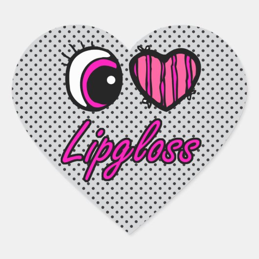 Emo Eye Heart I Love Lipgloss Hart Sticker (Voorkant)