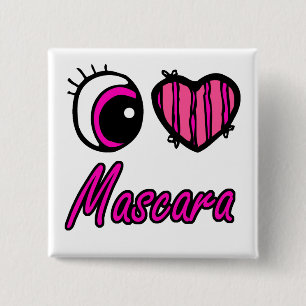 Emo Eye Heart I Love Mascara Vierkante Button 5,1 Cm