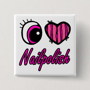 Emo Eye Heart I Love Nail pools Vierkante Button 5,1 Cm