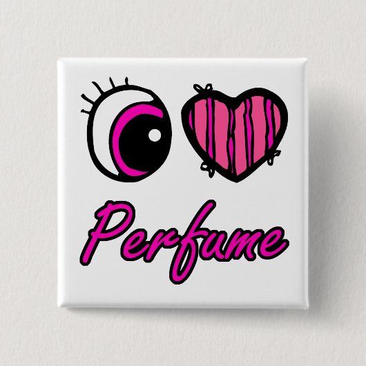 Emo Eye Heart I Love Perfume Vierkante Button 5,1 Cm (Voorkant)