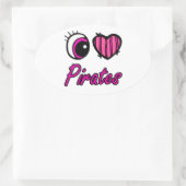 Emo Eye Heart I Love Pirates Ovale Sticker (Tas)