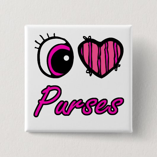 Emo Eye Heart I Love Purses Vierkante Button 5,1 Cm (Voorkant)