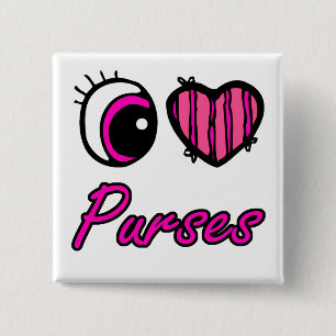 Emo Eye Heart I Love Purses Vierkante Button 5,1 Cm