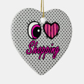 Emo Eye Heart I Love Shopping Keramisch Ornament (Rechts)