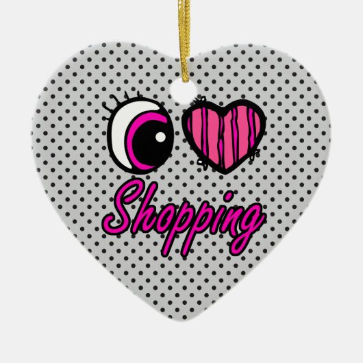 Emo Eye Heart I Love Shopping Keramisch Ornament (Voorkant)