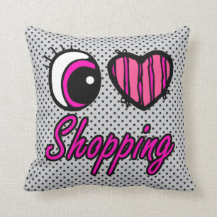 Emo Eye Heart I Love Shopping Kussen