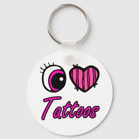 Emo Eye Heart I Love Tatoeages Sleutelhanger (Voorkant)