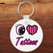 Emo Eye Heart I Love Tatoeages Sleutelhanger (Voorkant)