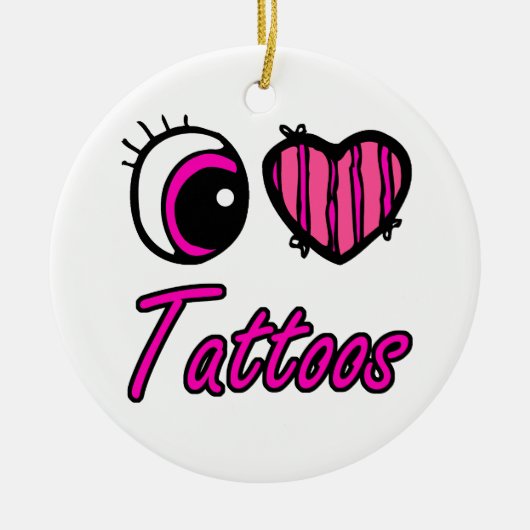 Emo Eye Heart I Love Tattoos Keramisch Ornament (Voorkant)