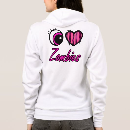 Emo Eye Heart I Love Zombies Hoodie (Achterkant)