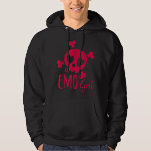 Emo Girl Pink Skull Emo Gothic Muziek Tiener Emoti Hoodie