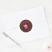 Emo Girl Pink Skull Emo Gothic Muziek Tiener Ronde Sticker (Envelop)