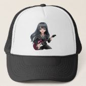 Emo girl with long black hair trucker pet (Voorkant)