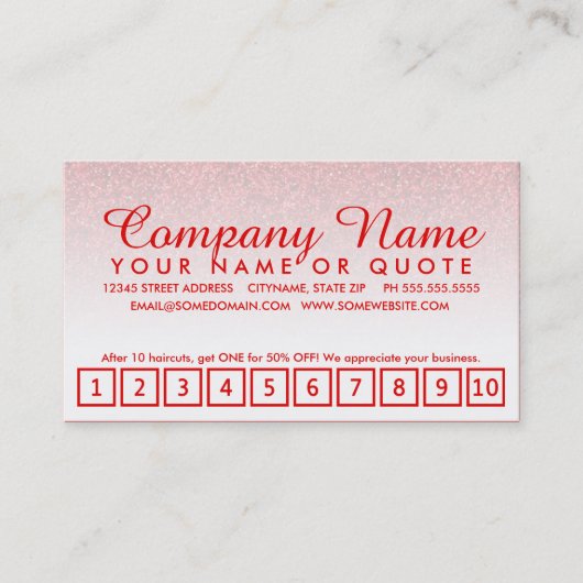 emo glitter loyaliteitsprogramma klantenkaartje (Voorkant)