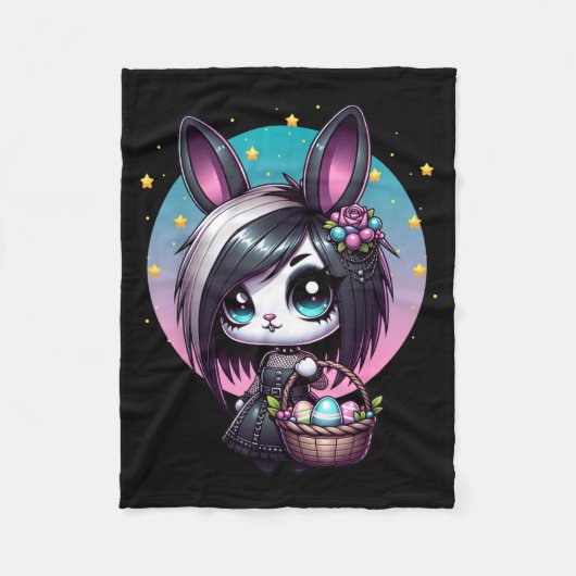 Emo Goth Meisje Scene Paashaas Fleece Deken (Voorkant)