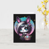 Emo Goth Meisje Scene Paashaas Kaart (Gele Bloem)
