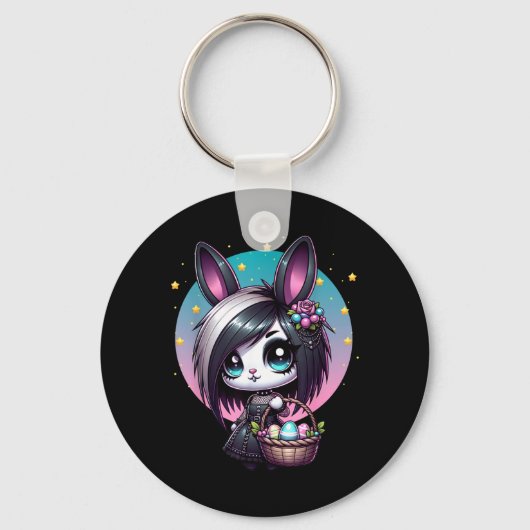 Emo Goth Meisje Scene Paashaas Sleutelhanger (Voorkant)