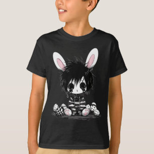 Emo goth zwarte paashaas k-pop jongen meisje tiene t-shirt