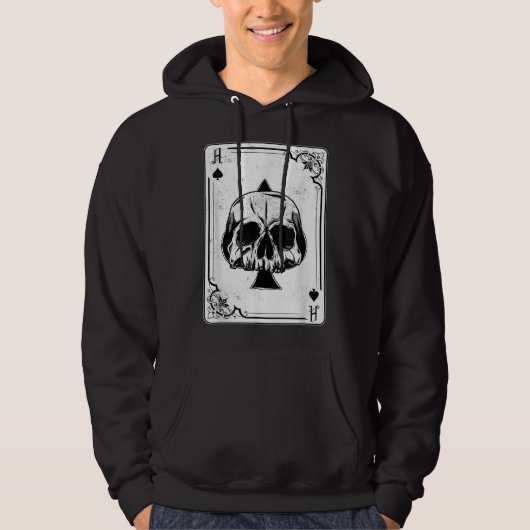 Emo Gothic and Punk Ace Spades Poker Game Hoodie (Voorkant)