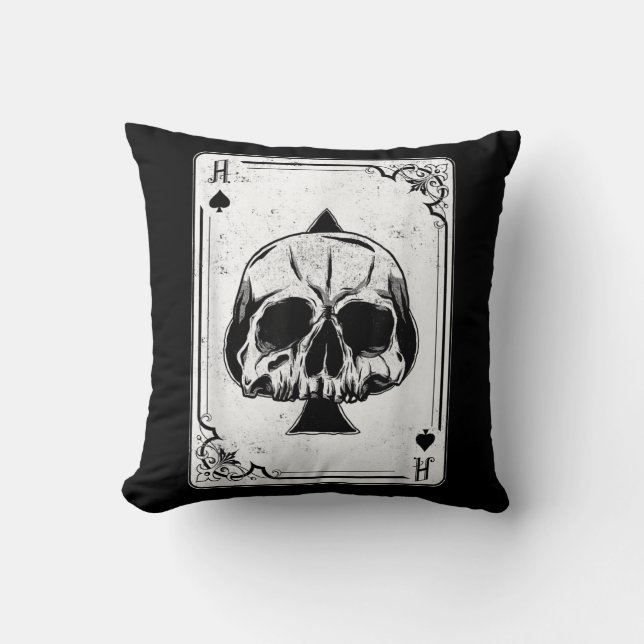 Emo Gothic and Punk Ace Spades Poker Game Kussen (Voorkant)