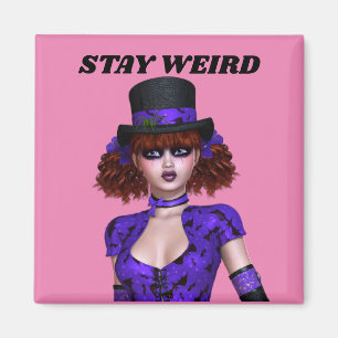 EMO GOTHIC GIRL MAGNETS, STAY WEIRD MAGNEET