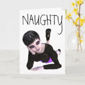 EMO GOTHIC GIRL "NAUGHTY"-WENSKAARTEN KAART (Gele Bloem)