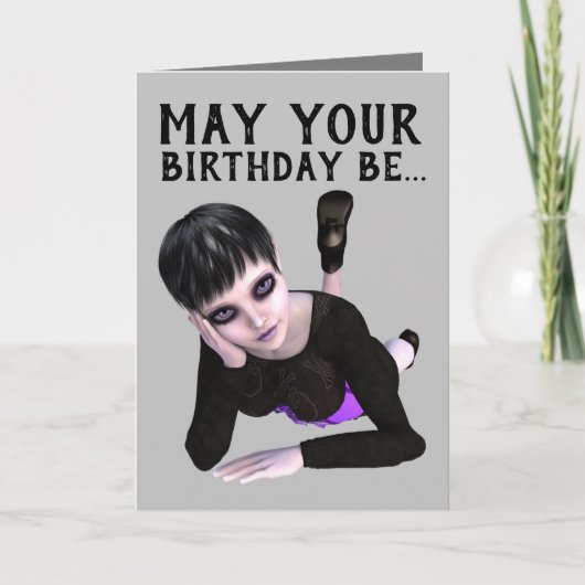 EMO GOTHIC GIRL, TWISTED BIRTHDAY CARDS KAART (Voorkant)