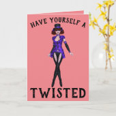 EMO GOTHIC GIRL, TWISTEERDE CHRISTMAS-KAARTEN KAART (Gele Bloem)