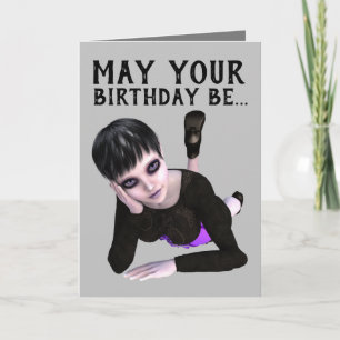 EMO GOTHISCHE MEISJE, VERDRAAIDE VERJAARDAGSKAARTE KAART