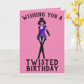 EMO GOTISCHE MEISJE, VERDRAAIDE VERJAARDAGSKAARTEN KAART (Gele Bloem)