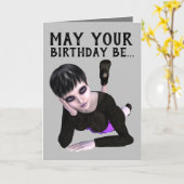 EMO GOTISCHE MEISJE, VERDRAAIDE VERJAARDAGSKAARTEN KAART (Gele Bloem)