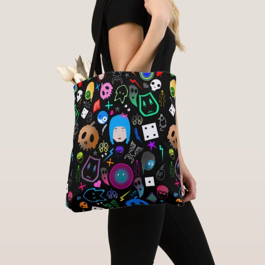 Emo Halloween patroon Tote Bag (Dichtbij)