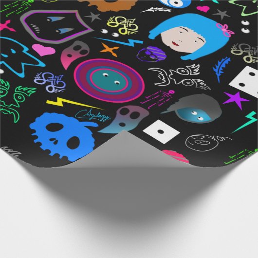 Emo Halloween Pattern Cadeaupapier (Hoek)