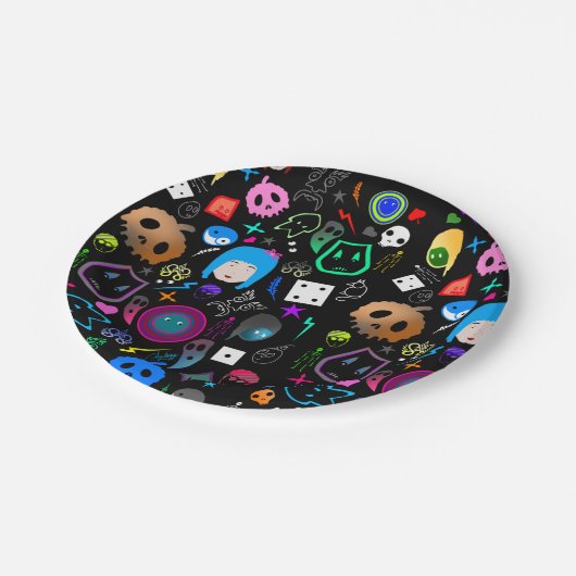 Emo Halloween Pattern Papieren Bordje (Gekanteld)