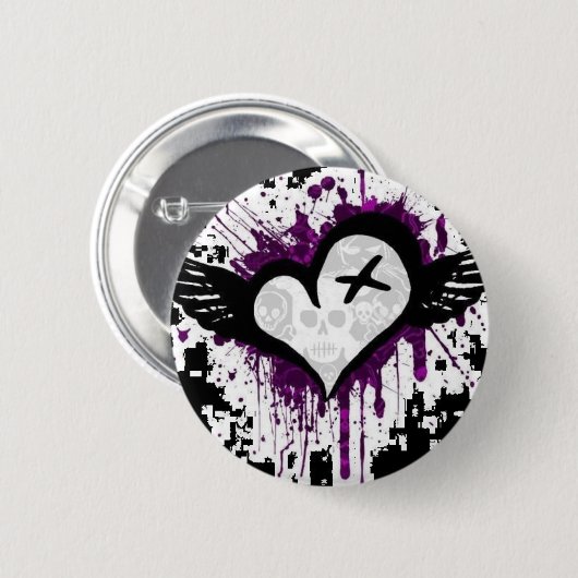 emo hart ronde button 5,7 cm (Voorkant /achterkant)