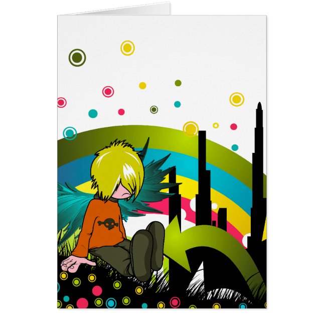 Emo Jongen Onder Gedempte Regenboog (Voorkant)